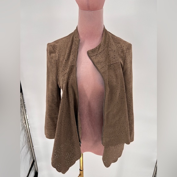 EUC BCBGMaxAzria Bri Perforated Faux Suede Jacket - Picture 7 of 13